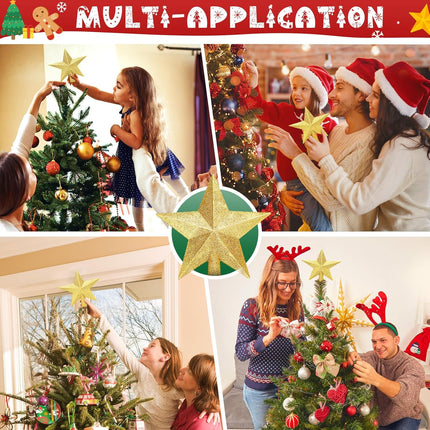 Glittery Christmas Star Tree Topper, Holiday Tree Decoration for Xmas Ornament
