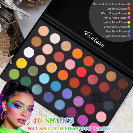 Highly Pigmented Eyeshadow Palette, Matte Shimmer Metallic Blendable Natural Shades