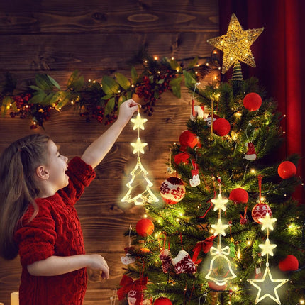 3PCS Christmas Window Lights – Battery Powered Star, Bell & Tree LED Decor