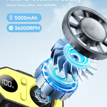 Portable Waist Fan Clip-on, 5-Speed Adjustable Wearable Personal Cooler