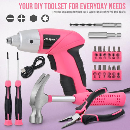USB Rechargeable Electric Screwdriver – 19-Piece Cordless Hand Tool Set