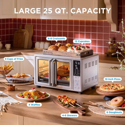 Flexify Slim Air Fryer Toaster Oven 8-in-1 Compact Countertop 25 Quart