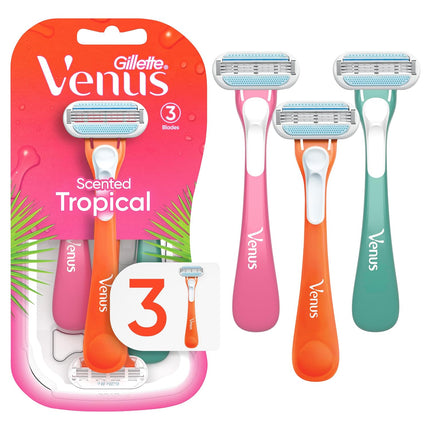 Tropical 3 Count Disposable Razors for Women Gentle Hair Removal Shaver