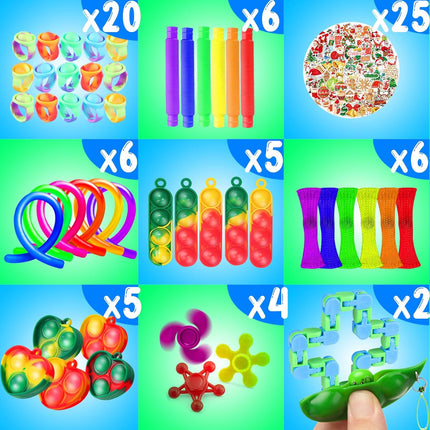 120-Pack Christmas Fidget Toys – Mini Push Bubble Pops, Keychains & Bulk Party Favors for All Ages