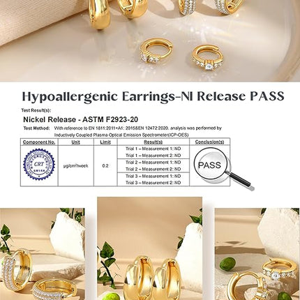 Small 14K Gold Plated Hoop Earrings – Hypoallergenic, 3 Pairs for Women