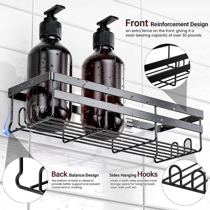 2 Pack Adhesive Shower Caddies Stainless Steel Bathroom Storage Shelf No Drill