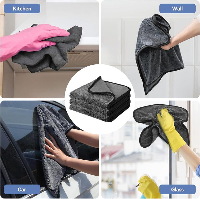 3pcs Microfiber Cleaning Cloths – Super Absorbent for Shower, Car, Bathroom, Home