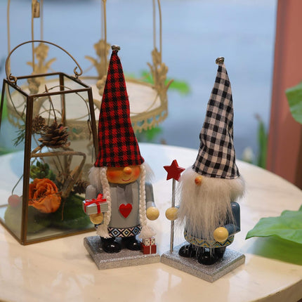 2 Set Handmade Wooden Nutcracker & Plush Gnome – Scandinavian Christmas Decor