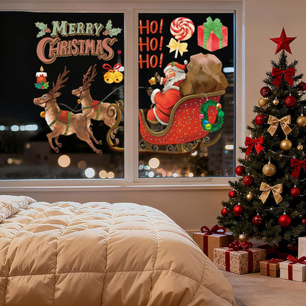 Christmas Snowflake Window Clings – Santa, Reindeer & Holiday Stickers