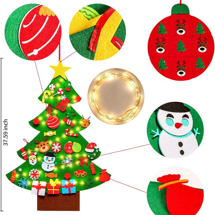 Christmas Tree DIY Felt Set – Tic-Tac-Toe Game & Wall Hanging Decorations for Kids