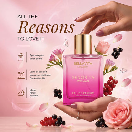 BellaVita Luxury Senorita Woman Eau de Parfum 100ml Fruity Floral Perfume for Women