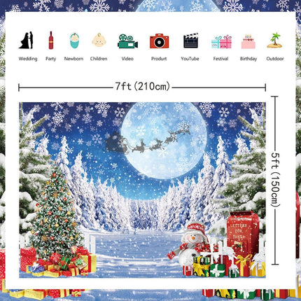 Blue Winter Christmas Backdrop 7x5FT – North Pole Snow Scene for Photos