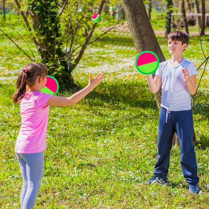 Kids Toss & Catch Ball Set with 6 Paddles and 3 Balls for Outdoor Play