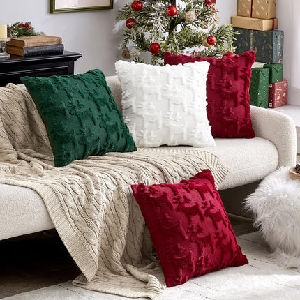 2-Pack Dark Green Christmas Throw Pillow Covers – Reindeer and Winter Holiday Decor