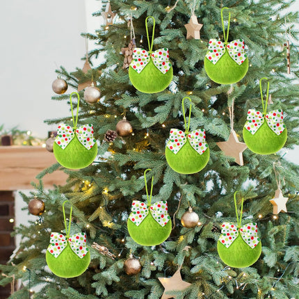 12pcs Lime Green Furry Christmas Balls – Soft Ornaments for Tree & Home Decor