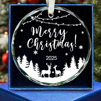 2025 Glass Christmas Tree Ornament – White Holiday Hanging Decor for Home