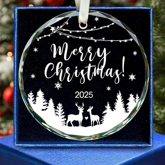 2025 Glass Christmas Tree Ornament – White Holiday Hanging Decor for Home