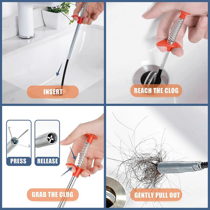 9-Piece Drain Cleaner Set – Snake, Hair Remover & Brushes for Sink, Tub, Toilet