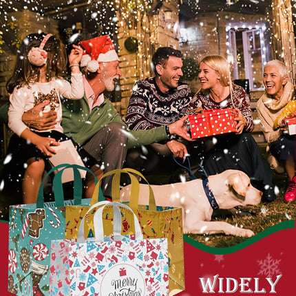 8PCS Christmas Tote Bags – Non-Woven Reusable Holiday Gift Bags