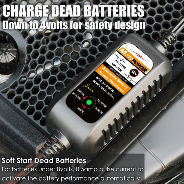 MP00205A 12V 800mA Automatic Battery Charger, Maintainer & Desulfator