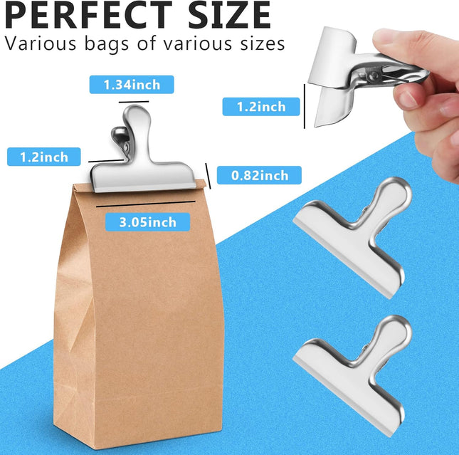 8-Pack Stainless Steel Chip Clips – Heavy Duty Bag & Snack Clips