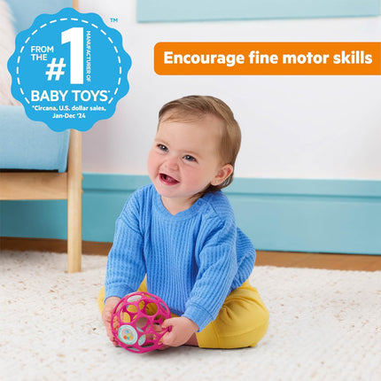 Oball Easy-Grasp Baby Rattle Ball, Pink, 4 Inch, Newborn and Up Infant Toy