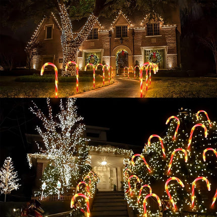 24-Pack Solar Candy Cane Pathway Lights, 8 Modes, Waterproof Xmas Yard Decor