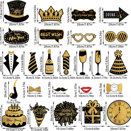 New Years Eve 2026 Photo Booth Props – Party Frame & Decorations Set