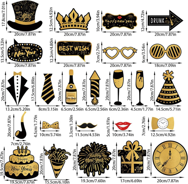 New Years Eve 2026 Photo Booth Props – Party Frame & Decorations Set