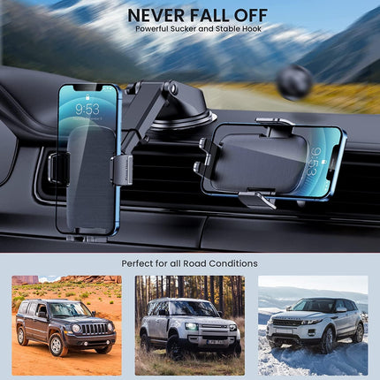 3. TICILFO Phone Mount for Car, Stable Clip Dashboard & Windshield Holder for iPhone