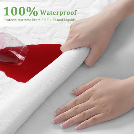 Queen Waterproof Mattress Protector – 4D Air Cooling, 300GSM, White
