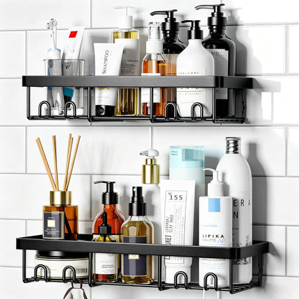 Self Adhesive Shower Caddy Shelf Organizer Rack for Bathroom Storage Black