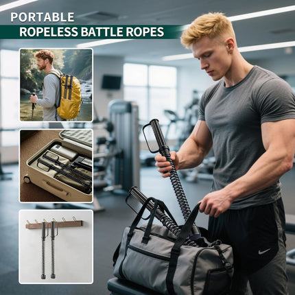 2PCS Ropeless Battle Ropes: Low-Impact Workout Ropes with Gloves for Full-Body Fitness