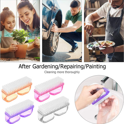 4-Pc Nail Brush Set – Hand & Foot Cleaner with Ergonomic Handle for Men & Women