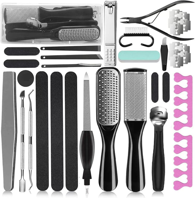 36-Pc Pedicure Kit, Stainless Steel Foot Care Set with Callus Remover & Nail Tools