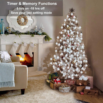 White Snowflake Christmas String Lights – 16ft 40 LED Battery Operated