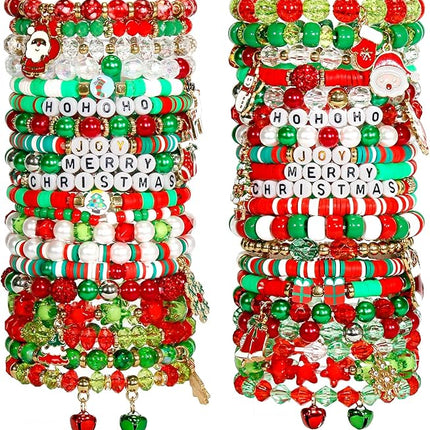 40 Pcs Boho Stretch Bracelets for Women – Stackable Elastic Friendship Set