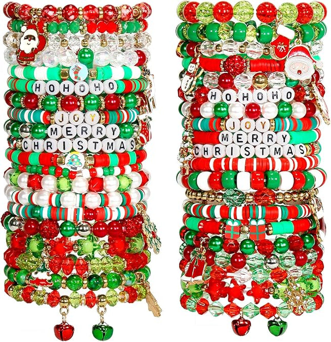 40 Pcs Boho Stretch Bracelets for Women – Stackable Elastic Friendship Set