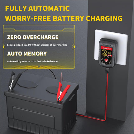 2A Smart Battery Charger & Maintainer – 6V/12V Float Charger for Automotive & Motorcycle
