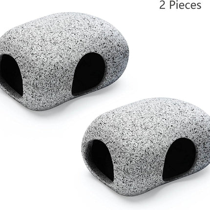 2 Pack Ceramic Aquarium Hideaway Rocks Betta Fish Tank Cave Breeding Decor