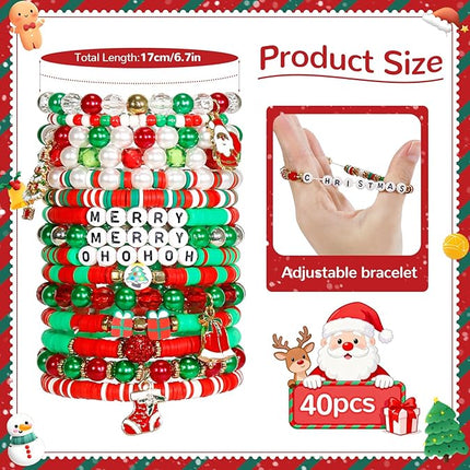 40 Pcs Boho Stretch Bracelets for Women – Stackable Elastic Friendship Set