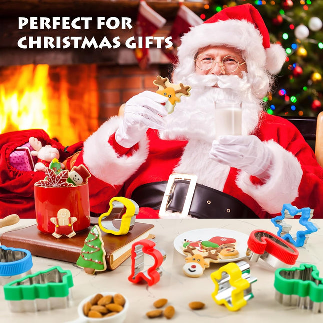 8PCS Christmas Cookie Cutters Holiday Biscuit Cutter Set with Comfort Grip