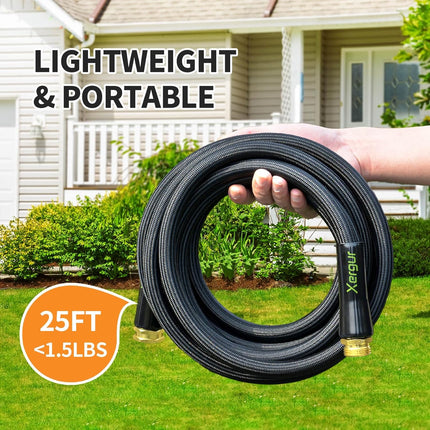 Portable Garden Hose 25 Feet with Durable Brass Fittings Outdoor Water Pipe