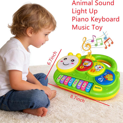 Baby Piano Drum Music Toy with Lights & Animal Sounds for 6-24 Months