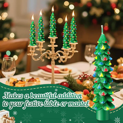 2-Pack Christmas Tree Candles – 5" Green Beeswax Holiday Table Decor