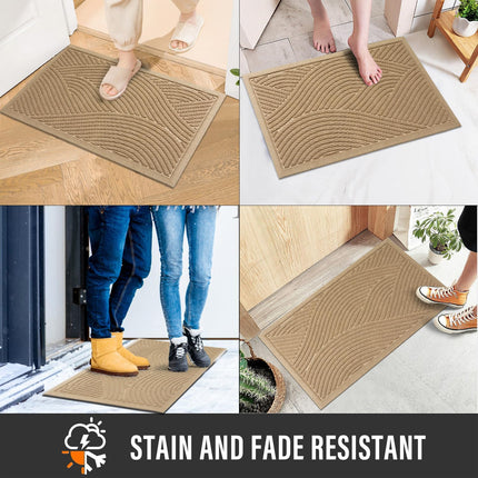 Sturdy Front Door Mat – Absorbent, Non-Slip, 29×17, Beige, Indoor/Outdoor