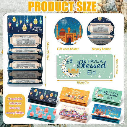 6PCS Eid Mubarak Cash Envelopes Ramadan Mubarak Money Gift Holder