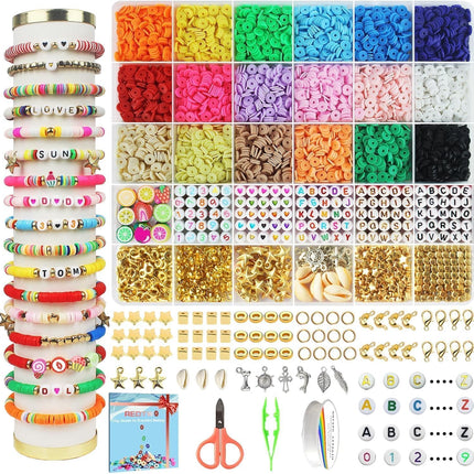 5100Pcs Clay Beads Bracelet Making Kit with Charms for Teen Girls Crafts