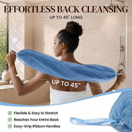 4-Pack African Net Sponge Washcloths, Exfoliating Body & Back Scrubbers, Travel Shower Set