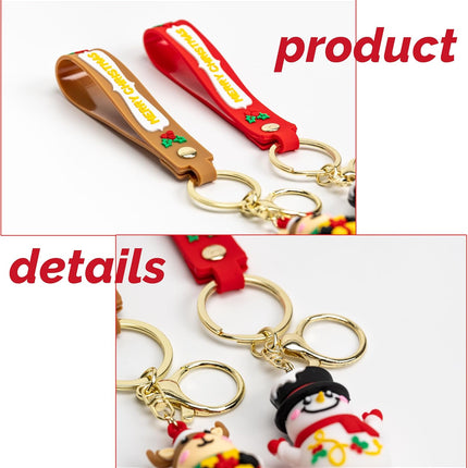 5PCS Christmas Keychain Set – 3D Santa, Tree, Reindeer & Snowman Charms